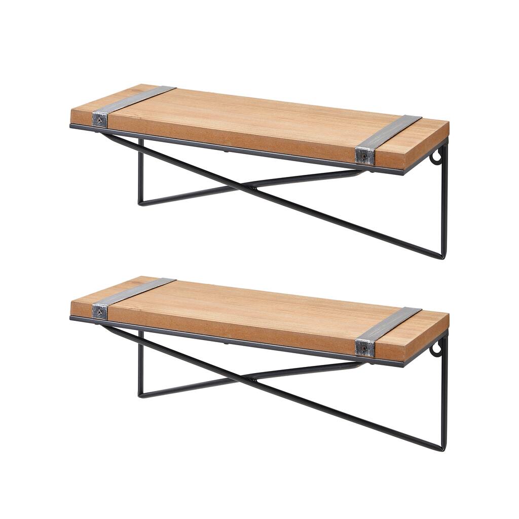 Purchase The Glitzhome 15 8 Farmhouse Metal Wooden Wall Shelf Set At Michaels